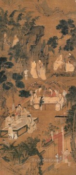 Qian Xuan Painting - disfrutando de fotografías con tinta china antigua